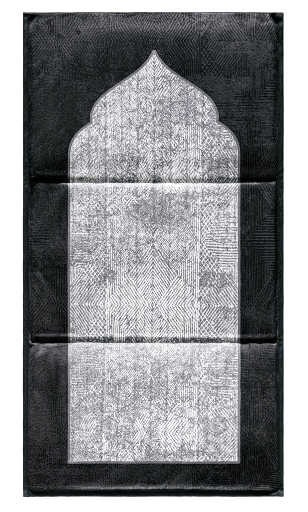 Black Kanar Backrest Prayer Mat | Urban Rugs KSA