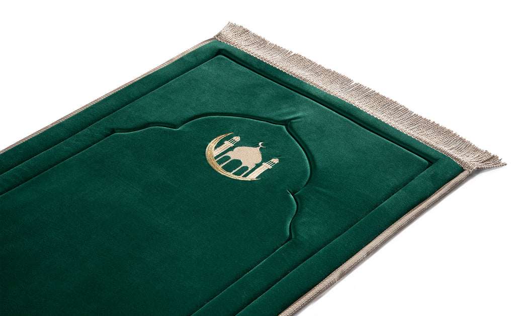 Emerald Green Embroidery Prayer Mat | Urban Rugs
