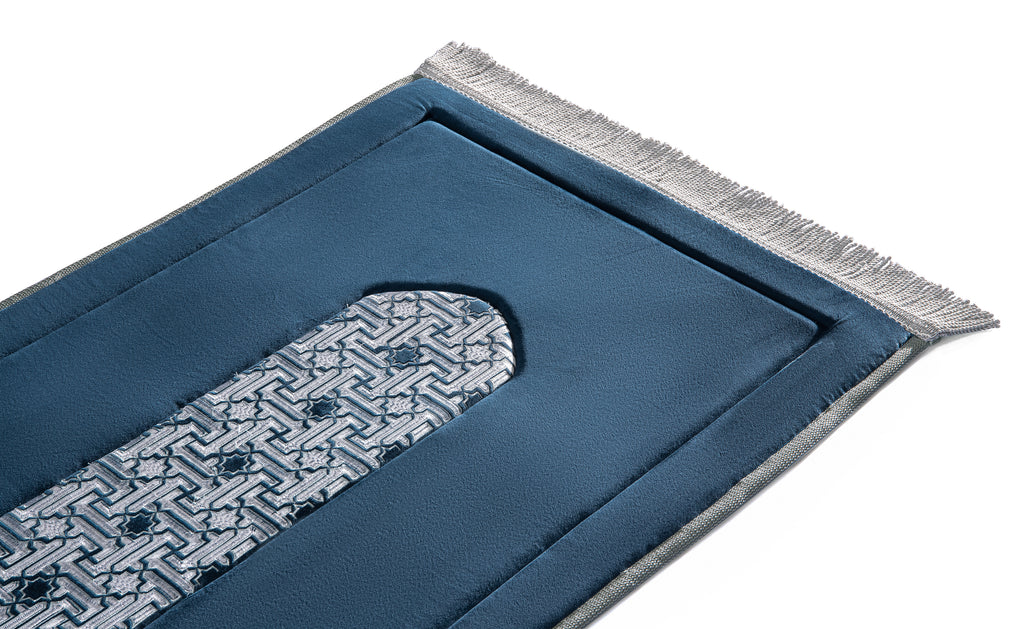 Royal Blue Embroidery Prayer Mat | Urban Rugs KSA