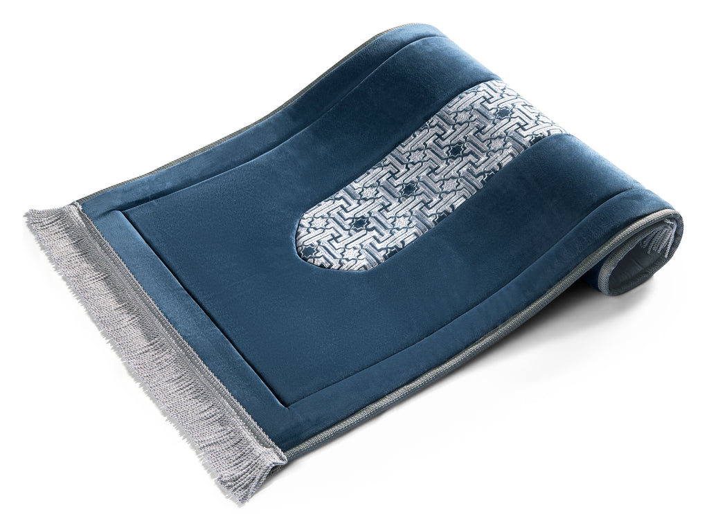 Royal Blue Embroidery Prayer Mat | Urban Rugs KSA