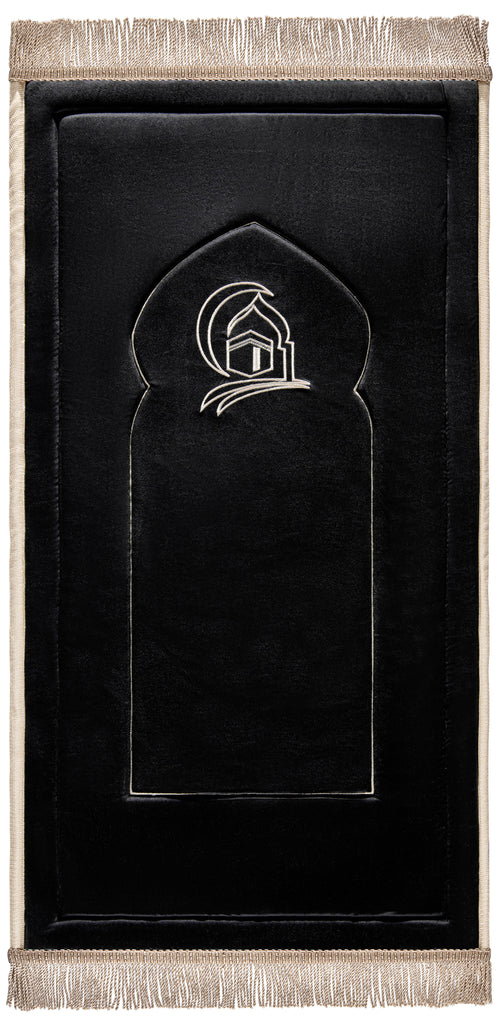 Black Kaaba Embroidery Prayer Mat | Urban Rugs KSA