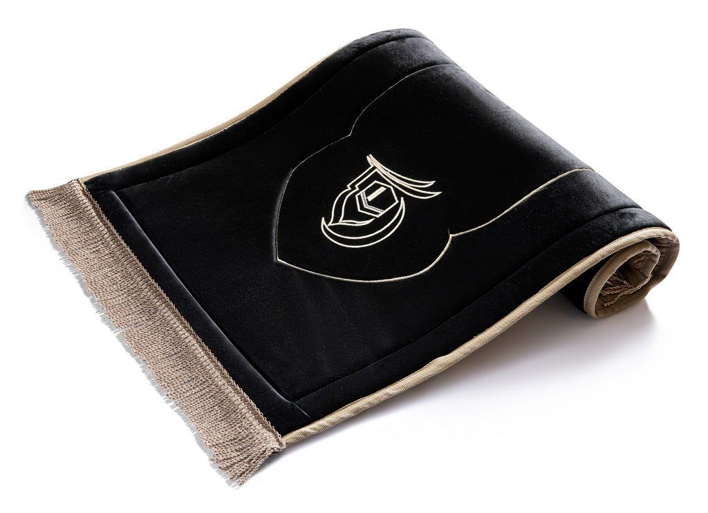 Black Kaaba Embroidery Prayer Mat | Urban Rugs KSA