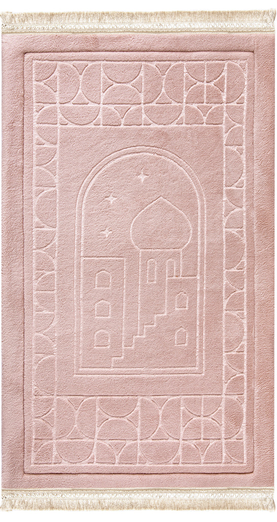 Blush Pink Emboss Prayer Mat | Urban Rugs KSA

