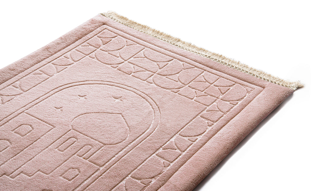 Blush Pink Emboss Prayer Mat | Urban Rugs KSA

