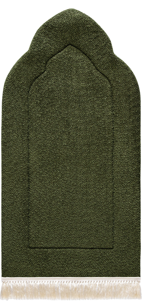 Deep Olive Arched Plain Prayer Mat | Urban Rugs KSA