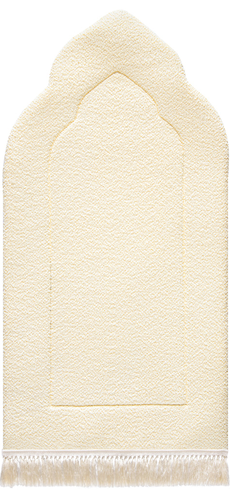 Daisy White Arched Plain Prayer Mat | Urban Rugs KSA