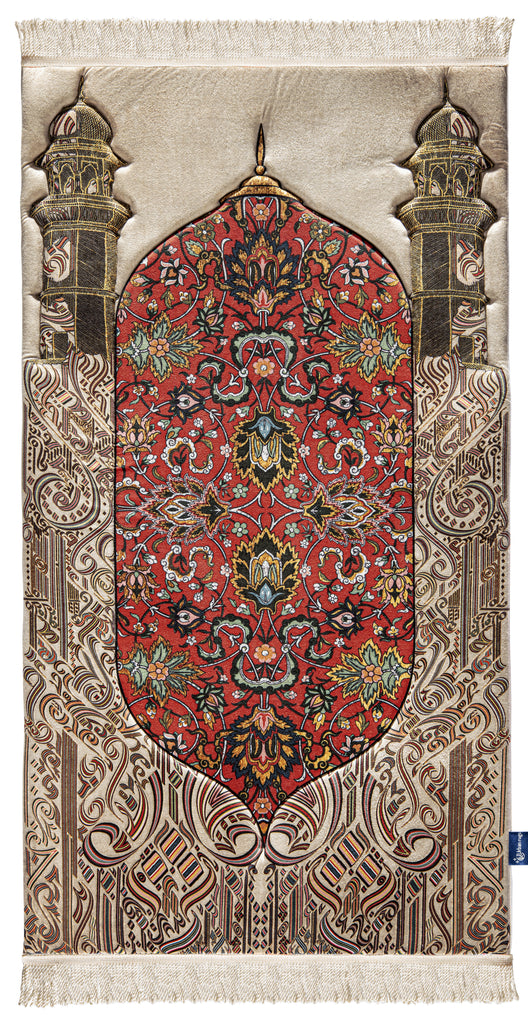 Reddish Flory Premium Prayer Mat | Urban Rugs KSA