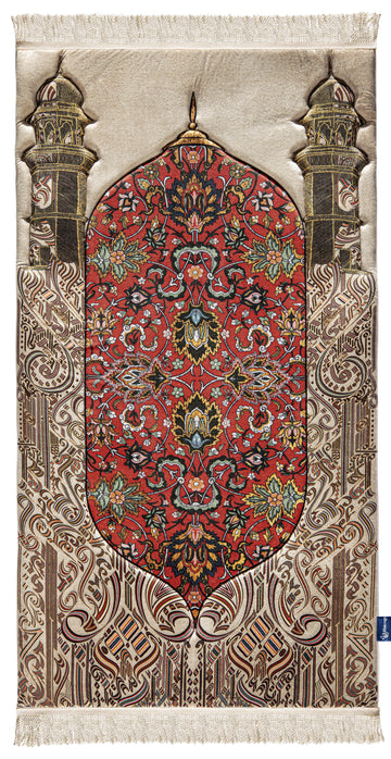 Reddish Flory Premium Prayer Mat | Urban Rugs KSA