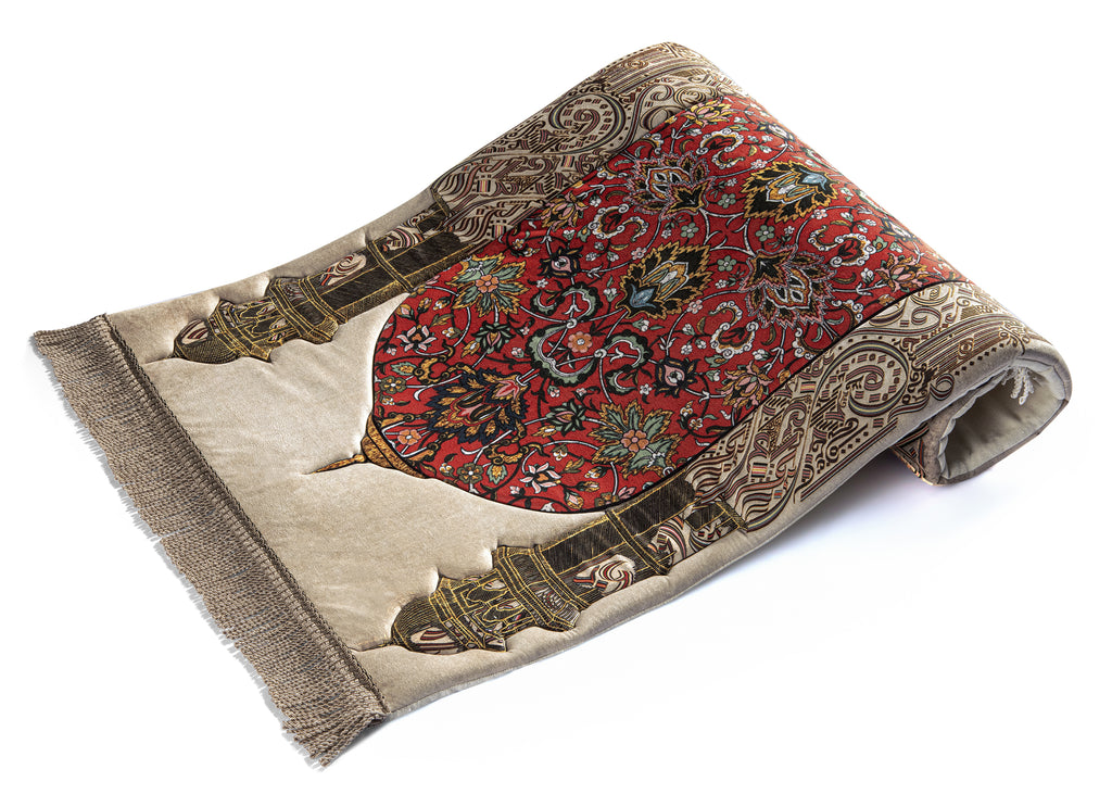 Reddish Flory Premium Prayer Mat | Urban Rugs KSA